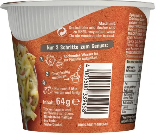 Maggi 5 Minuten Terrine Spaghetti In Cremiger Schinkensauce 6